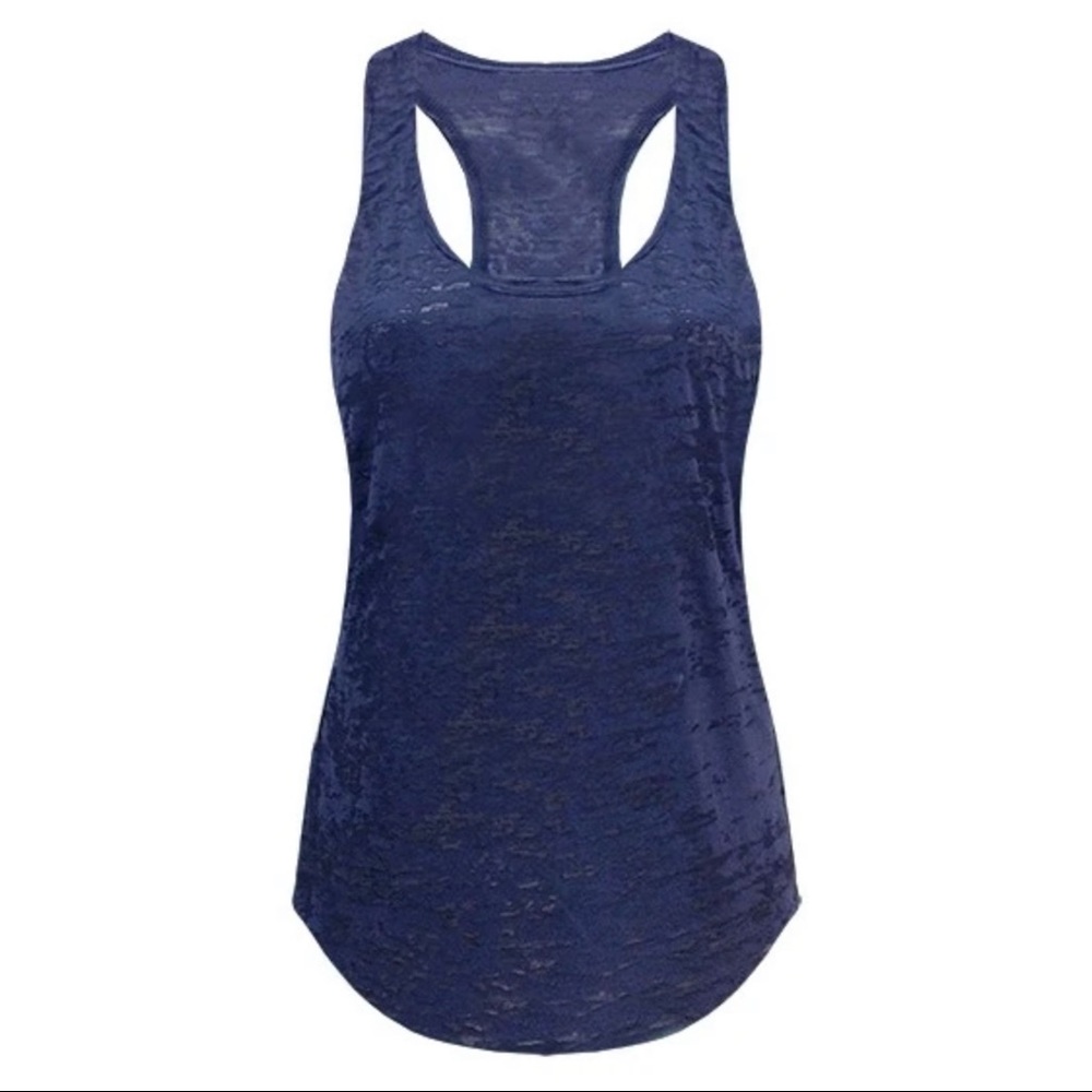 Ever Hottie Burn Out Tank Navy Blue Large